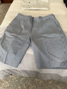 J. Crew Navy and White Seersucker Check Men’s Shorts